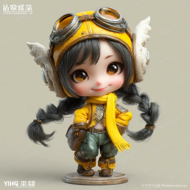Cute Astronaut Girl with Yellow Helmet 3D