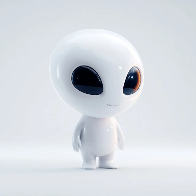 Cute Alien on White Background Adorable Space Creature