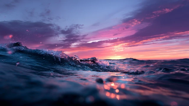 Ocean Sunset Gentle Waves Photography
