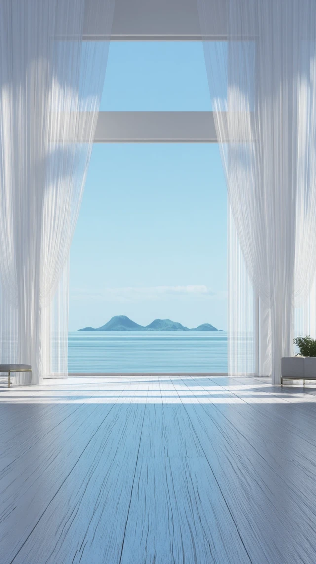 Minimalist Interior Scene Ocean View
