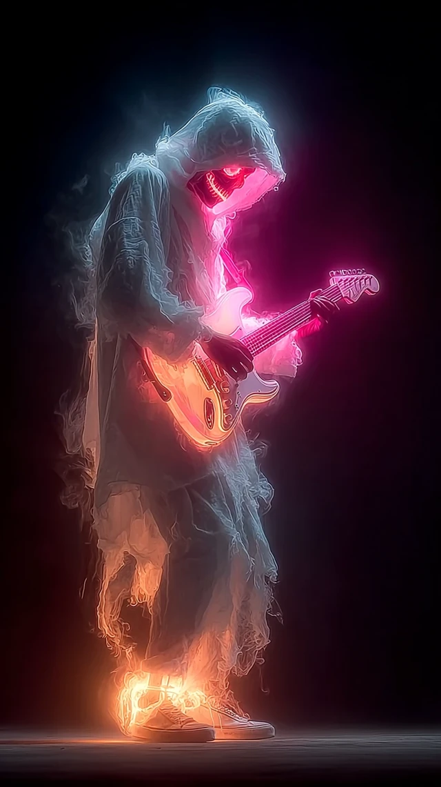Ghost Guitarist Skeleton Playing Fender Strat