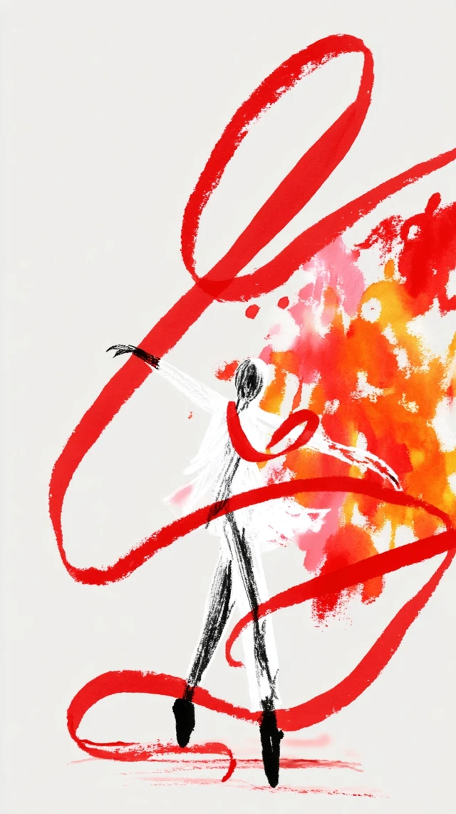Painted Dancer Spinning in Dynamic Abstract Art