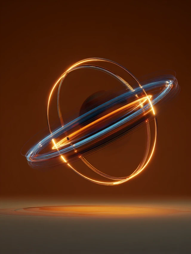 AI Core with Glowing Orbit Rings 3D Design