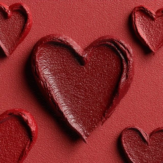 Lipstick Hearts Matte Red Valentines Day Concept