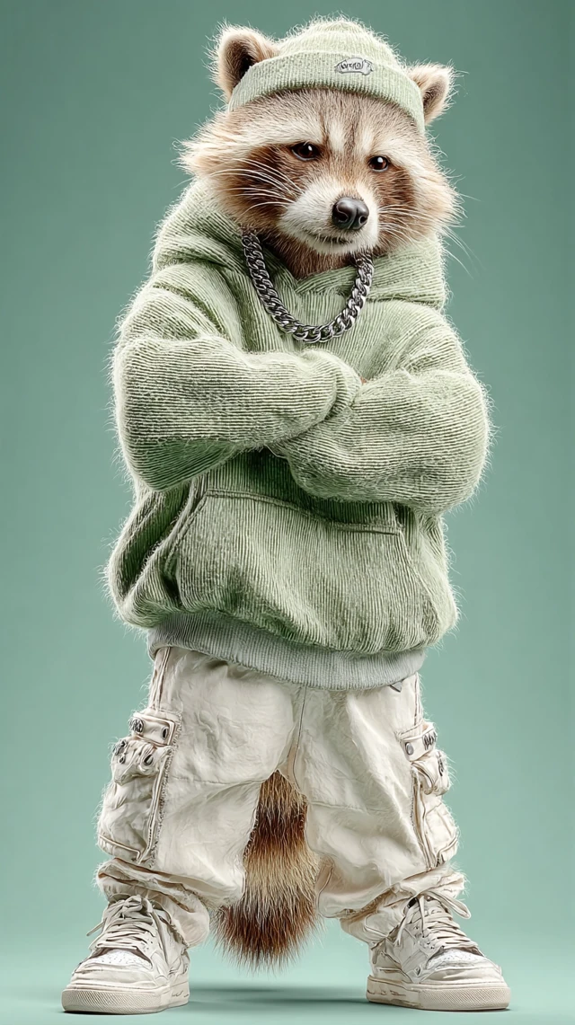 Raccoon in Skater Fashion Hyperrealistic 3D Render