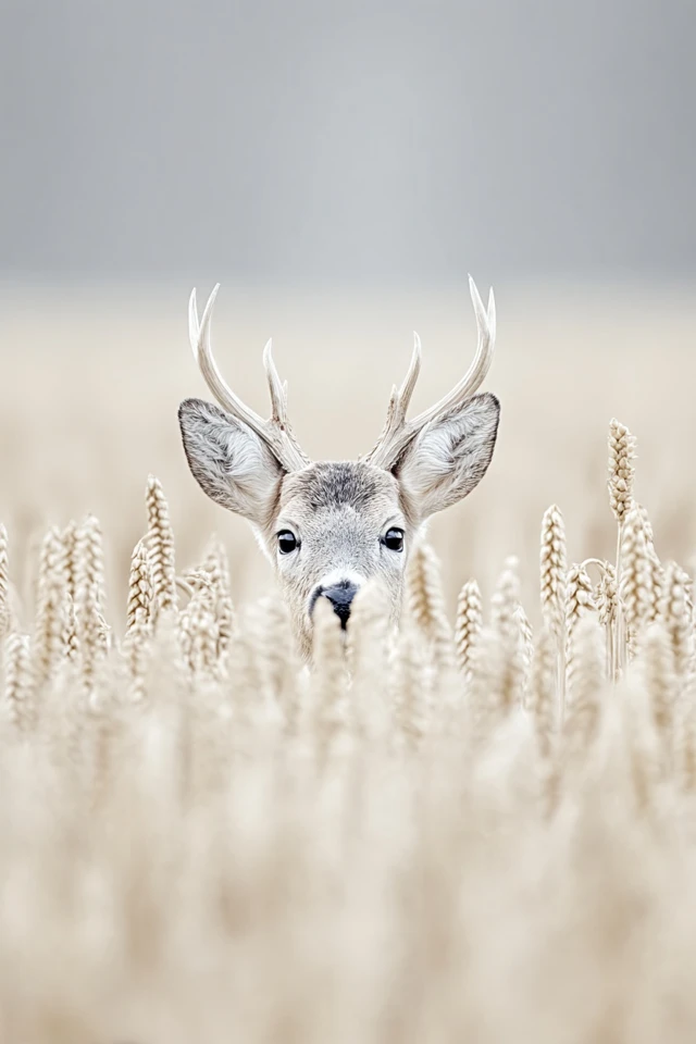 Stag in Wheat Field Wildlife Photography