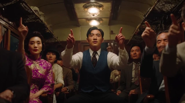 Train Scene Asian People Pointing