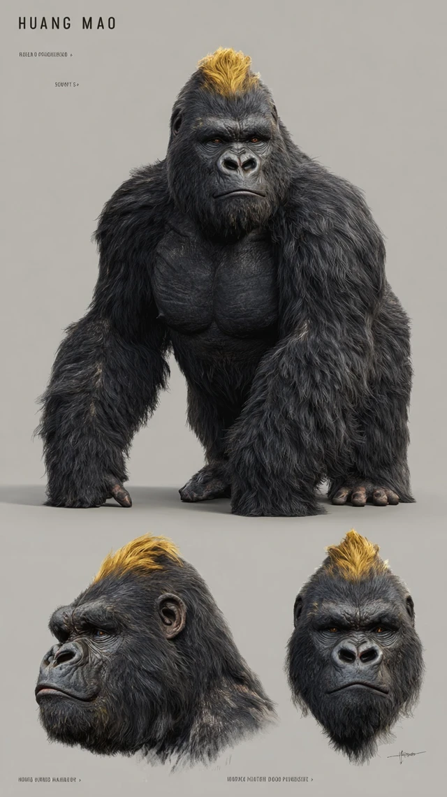 Huang Mao Anthropomorphic Gorilla Character Sheet
