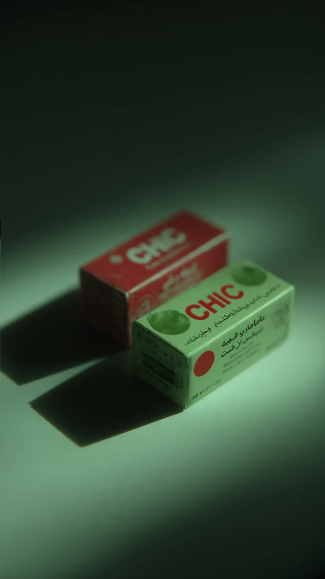 Chic Gum Packaging Red and Green Hyperrealistic