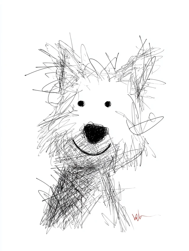 Cute Scribble Westie Dog Illustration