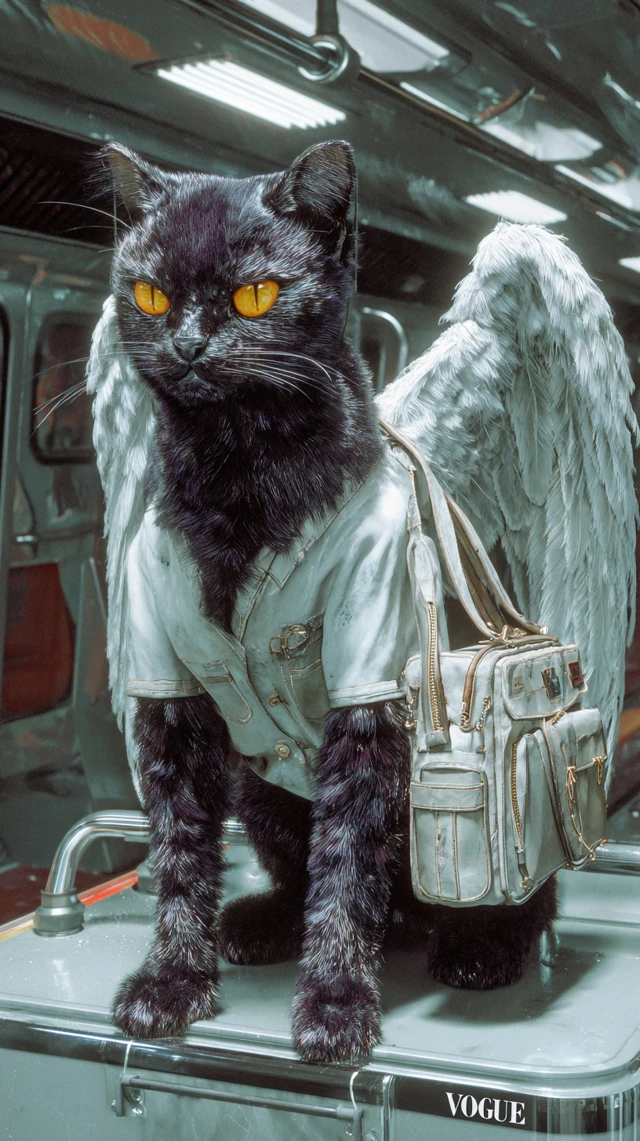 Vogue Cat Angel on Subway Cover Fashion Editorial
