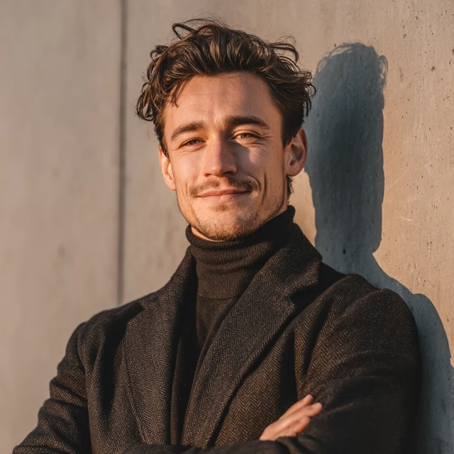 Stylish Dutch Man Portrait Confident Smile Modern Fashion