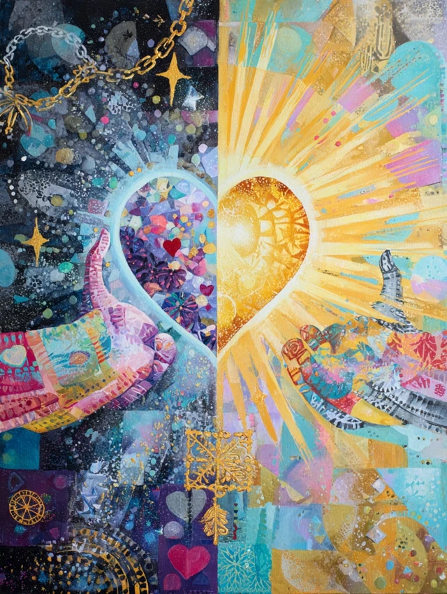 Spiritual Collage Artwork Unconditional vs Conditional Love