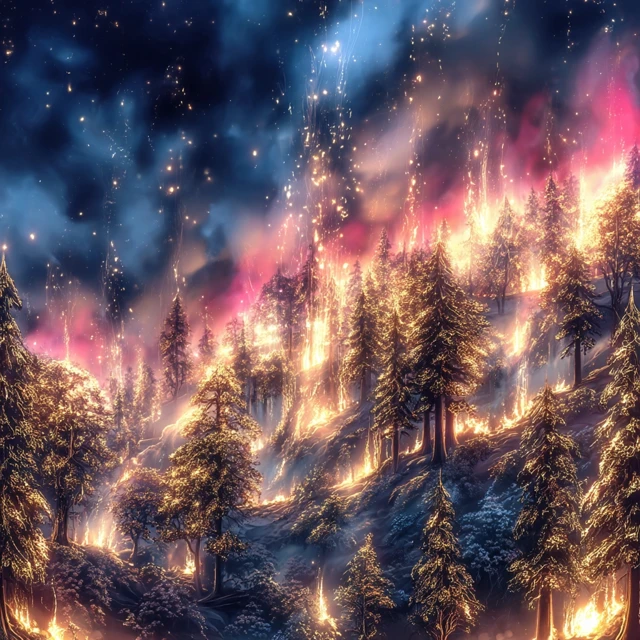 Raging Forest Fire Illustration