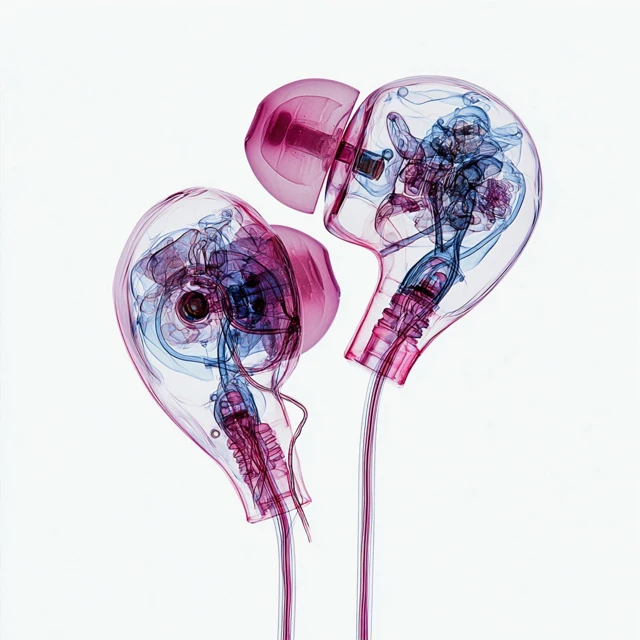 Transparent Earphones Xray Artistic Anatomical Illustration