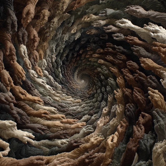 Interwoven Hands: A Photorealistic Spiral