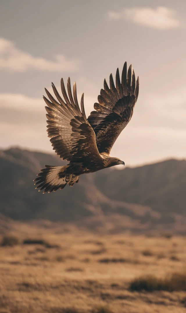 Golden Eagle Soaring Saskatchewan Prairies Retro Photo