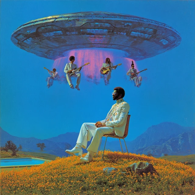 Surreal Album Cover Retro Afro Futuristic Dream