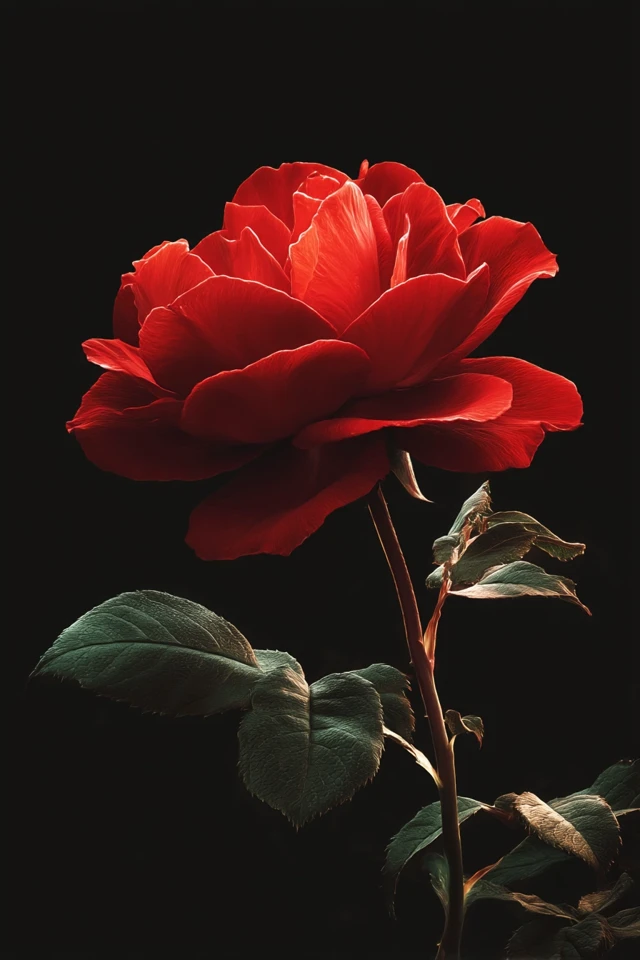 Red Rose on Black Wallpaper - Elegant Flower