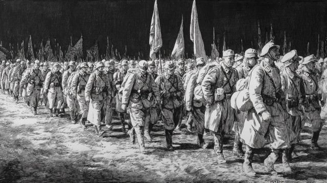 WWII German Parade Drawing - 1940 March