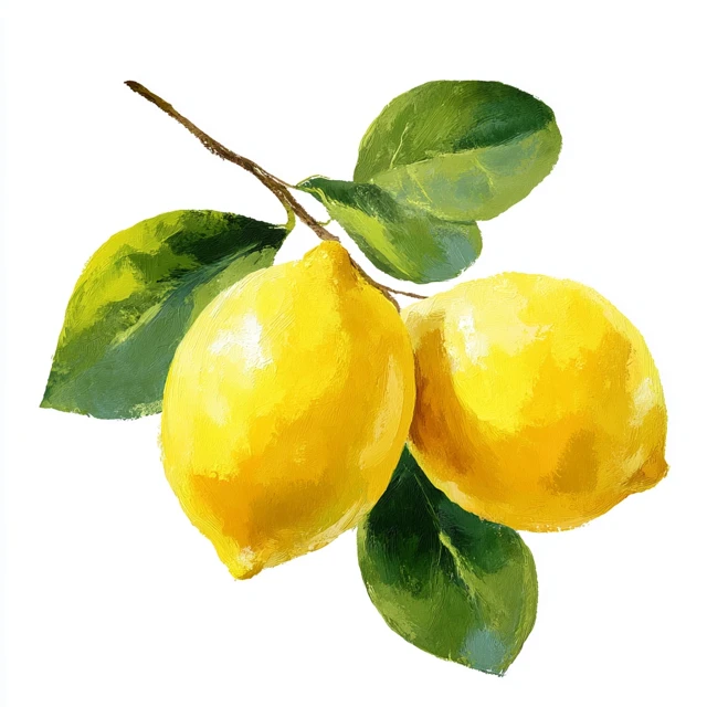 Stylized Lemons with Leaves Painting