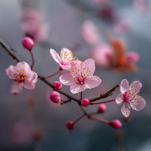 Cherry Blossom Branch Closeup Photography
