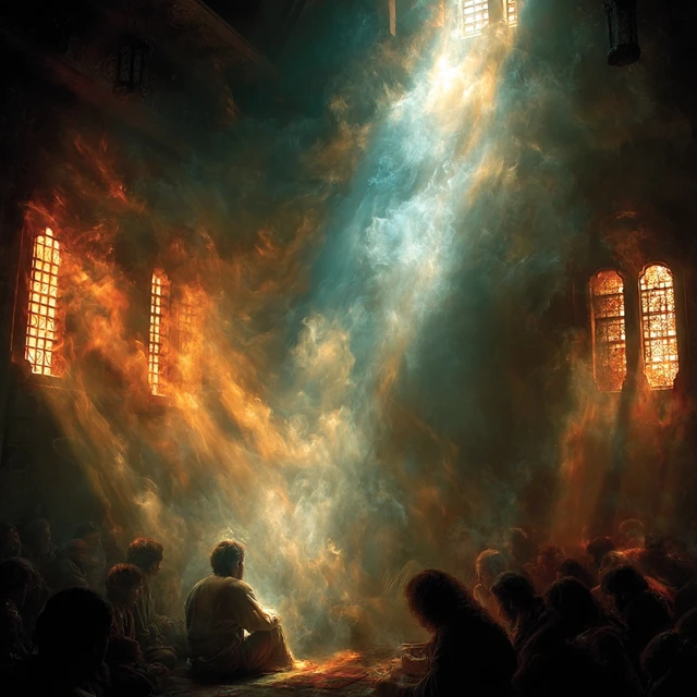 Divine Light A Scene of Worship and Faith