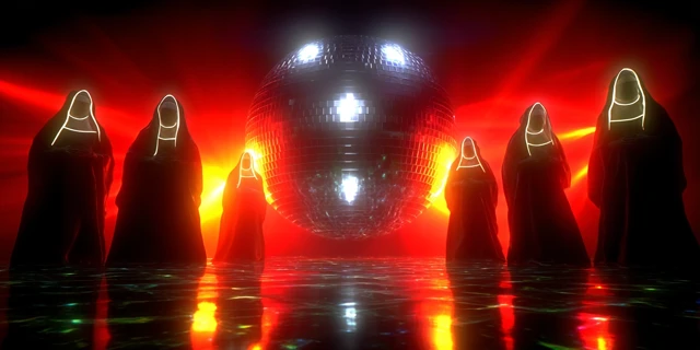 Cyberpunk Nuns Rave with Disco Ball