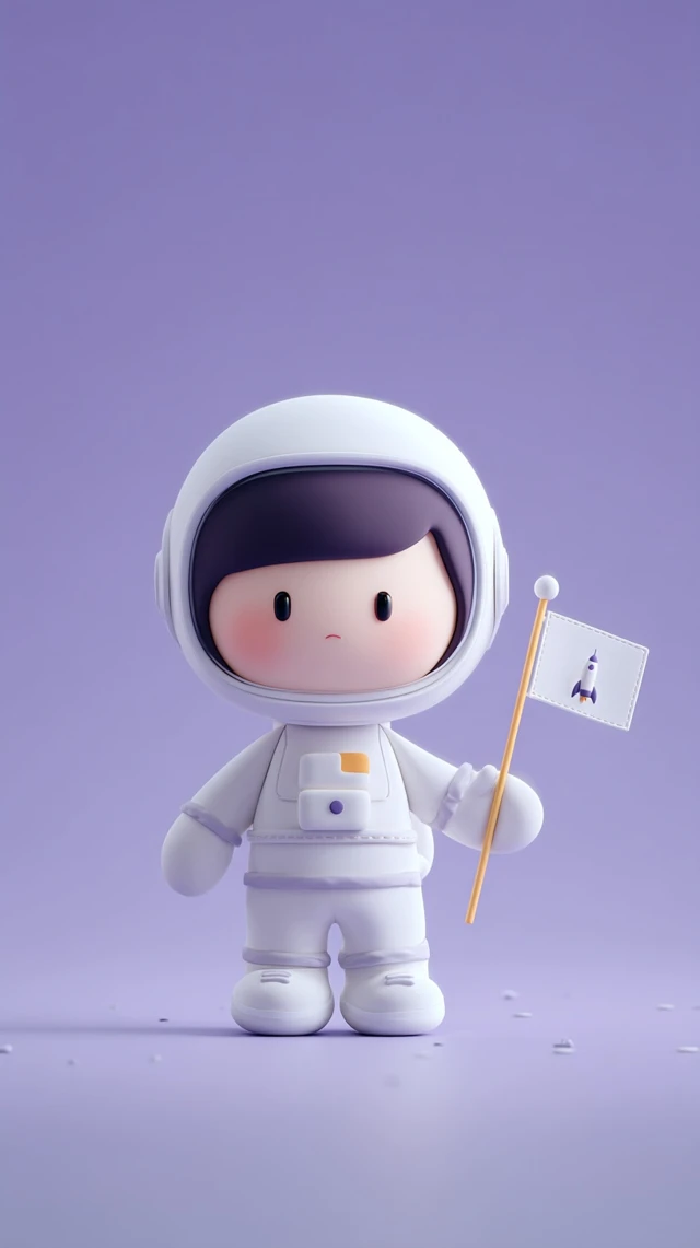 Cute Astronaut on the Moon Cartoon Illustration