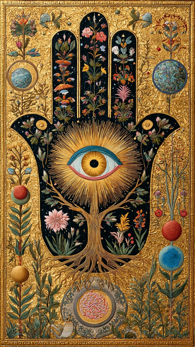Hamsa Hand Tree of Life Wisdom Eye Art