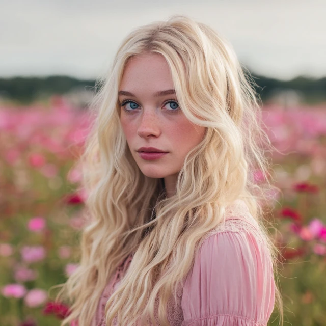 Beautiful Young Woman Portrait with Flowers