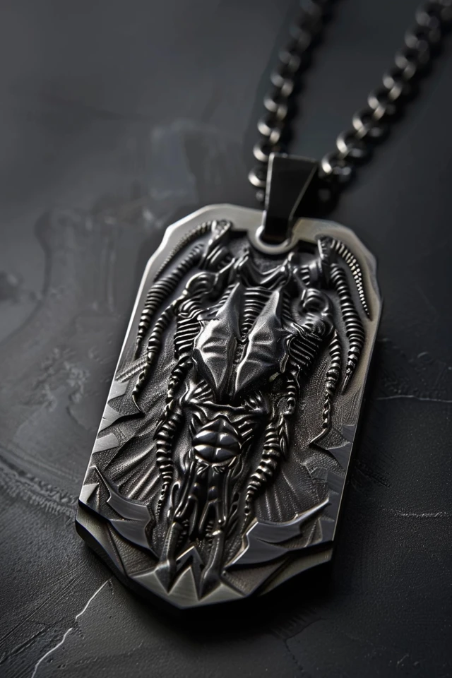 Xenomorph Dog Tag Jewelry Biomechanical Design