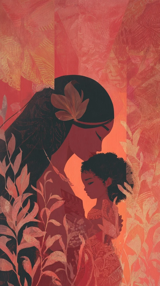 Mothers Day Polynesian Art Illustration