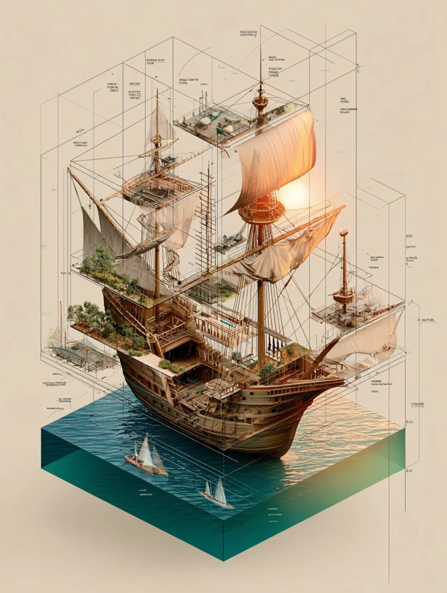 Columbus Caravel Exploded View 3D Diagram