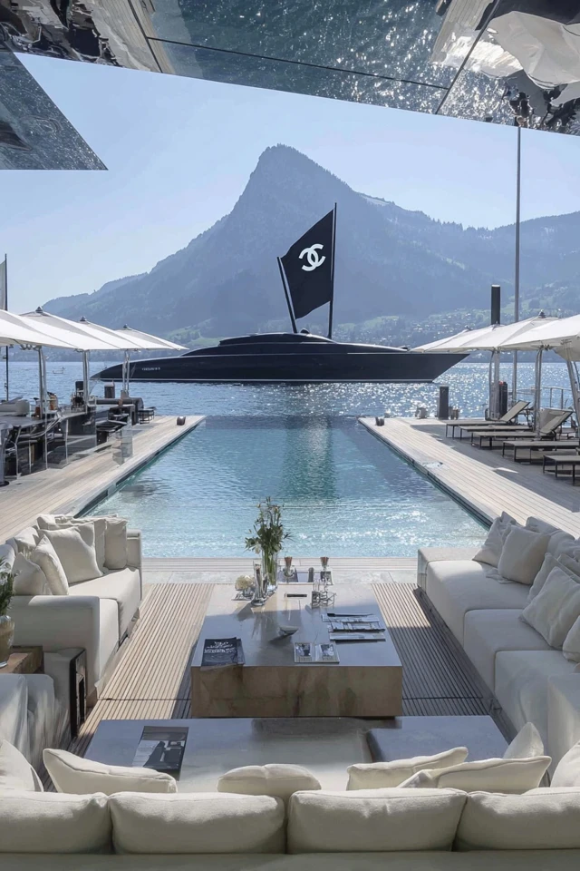 Luxury Waterfront Living with Yacht and Pool