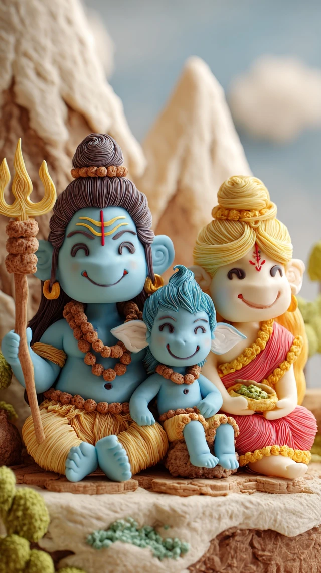 Play Dough Shiv Parivar Gods Art