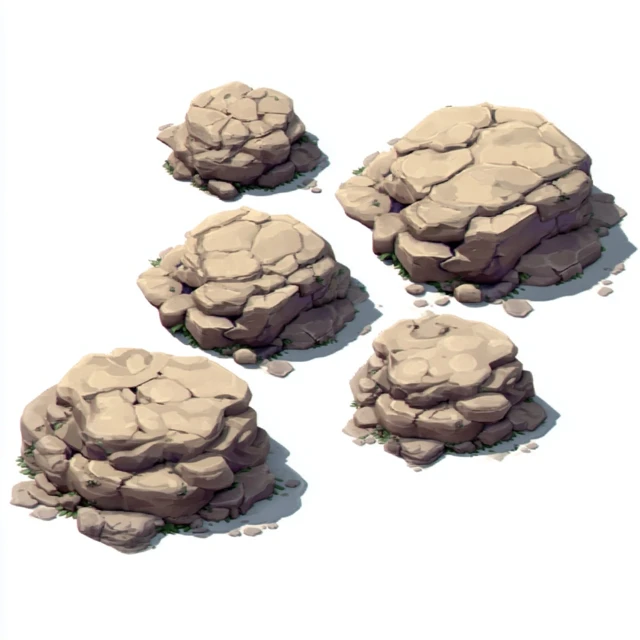 Fantasy Stone Rocks Cartoon Game Asset