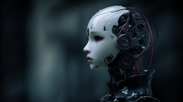Female Robot Portrait Gottfried Helnwein Style