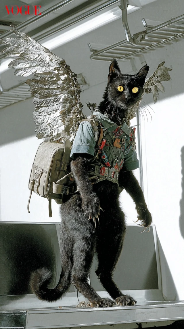 Vogue Cat Angel on Subway Cover Fashion Editorial