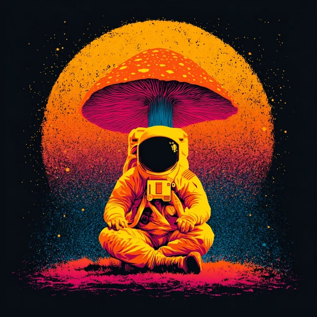 Astronaut Meditating Surreal Trippy Design