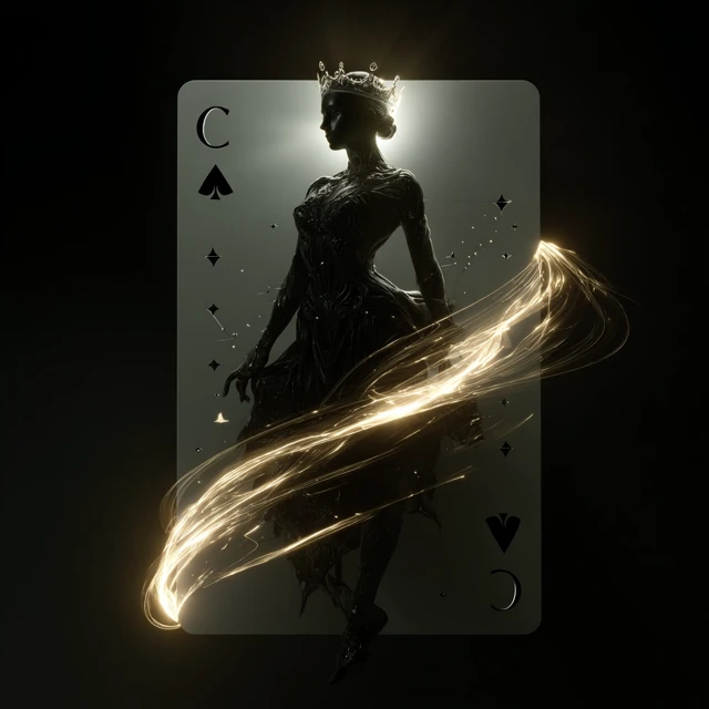 Black Queen Playing Card Illustration Dramatic Lighting