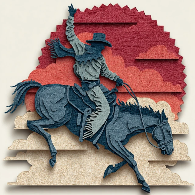 Papercut Rodeo Cowboy Design SVG Laser Cut File