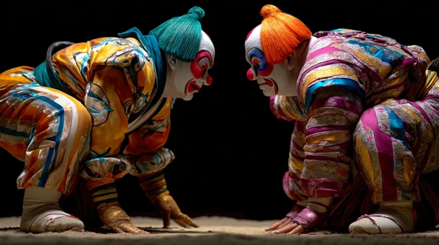 Sumo Clown Match  A Surreal and Colorful Show