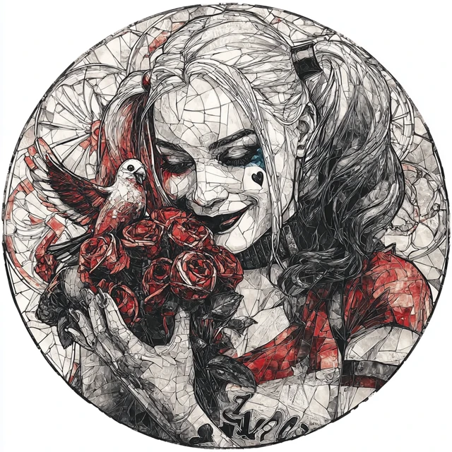 Harley Quinn Stained Glass Art