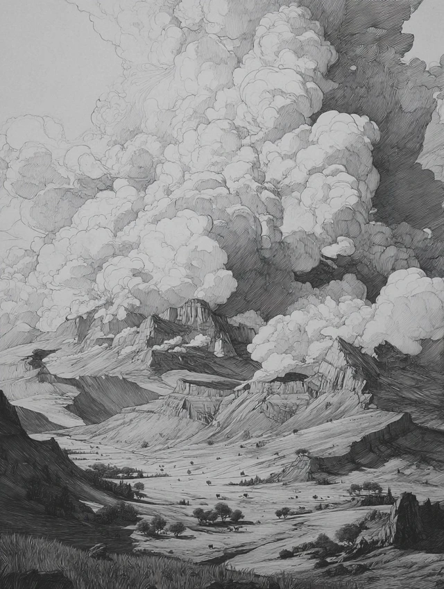 Wild West Pencil Sketch Sky Illustration