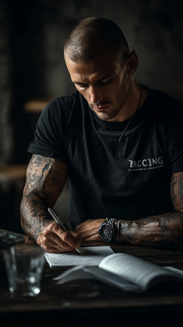 Man Writing RACING on TShirt Creative Photography