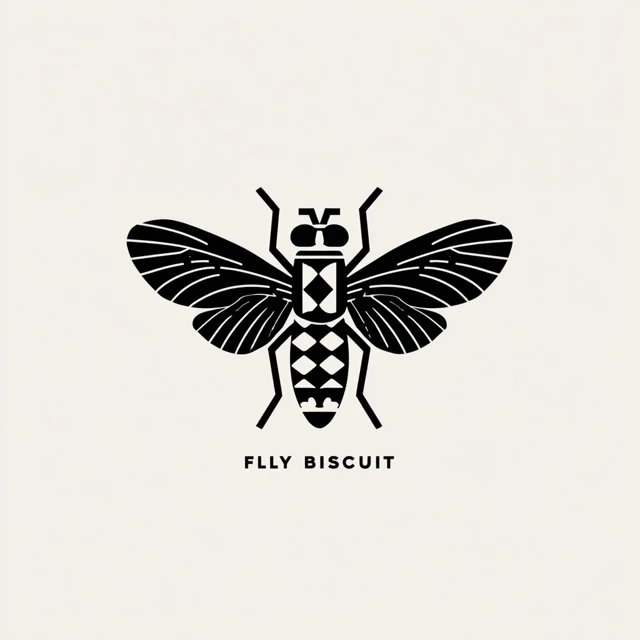 Fly Biscuit Logo Design Black and White Retro