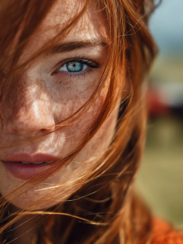 Red Haired Woman Portrait Natural Light