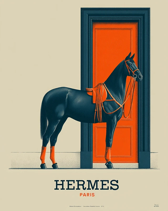 Hermes Horse Advertisement Minimalist Graphic Illustration