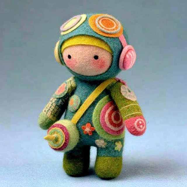 Felt Baby Doll with Textured Patches